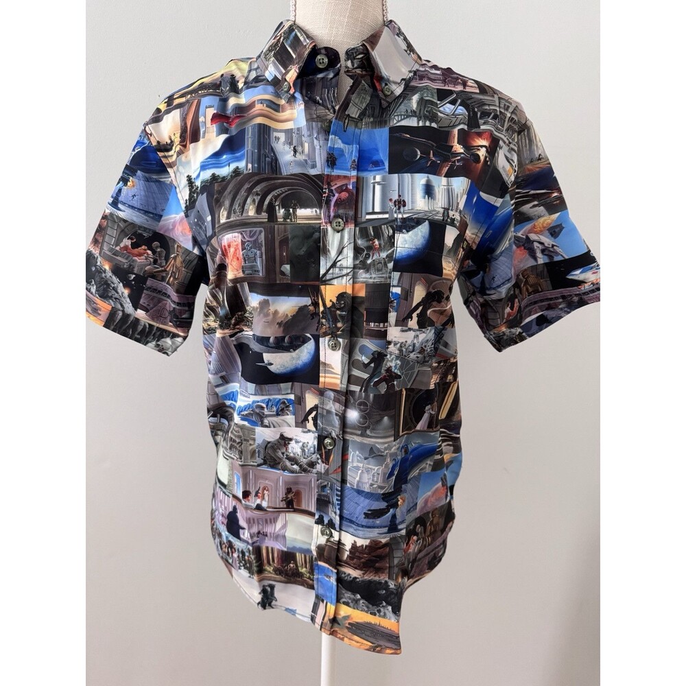 Star Wars RSVLTS Comic to the Darkside Button Down Shirt KUNUFLEX Size XS May 4‎